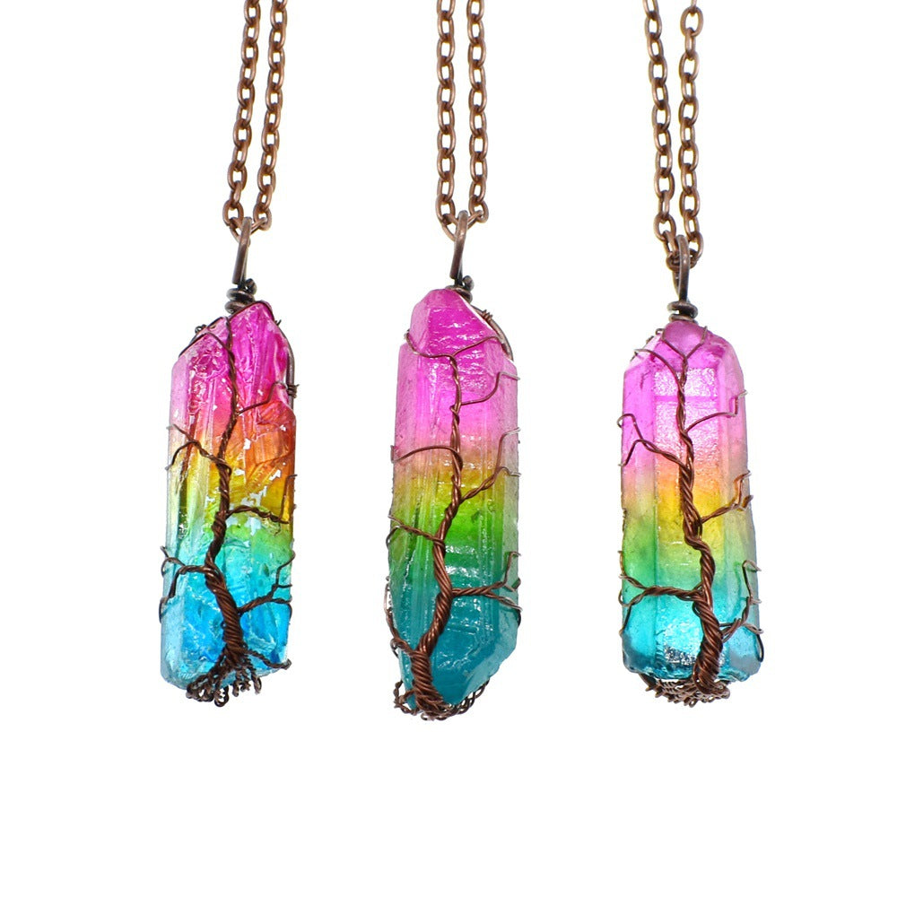 Tree of Life Crystal Necklace – Natural Stone Pendant