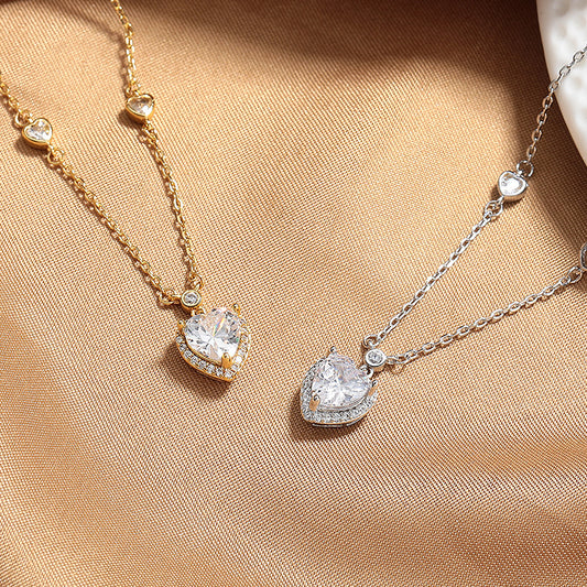 Heart Pendant Clavicle Chain Necklace – Light Luxury Everyday Wear
