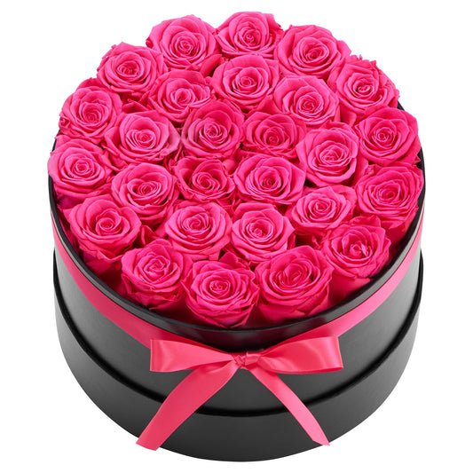 27 Preserved Roses Forever Bouquet – Round Gift Box Rose Red