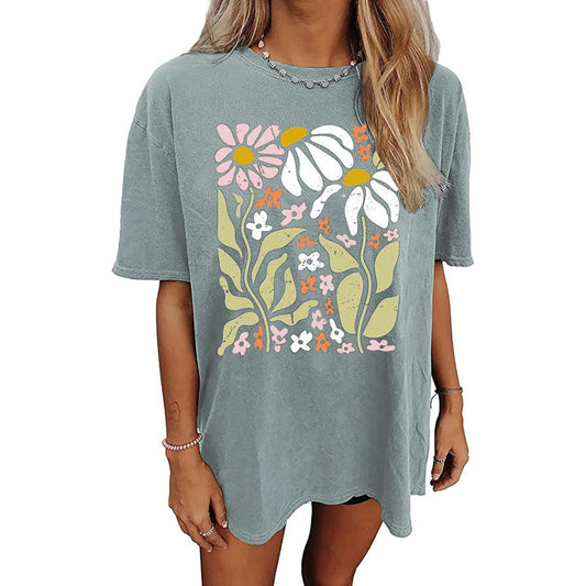 Women's Oversized Graphic Tee — Nashville Floral Print