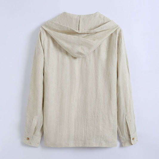 Solid-color Linen Casual Shirt For Men