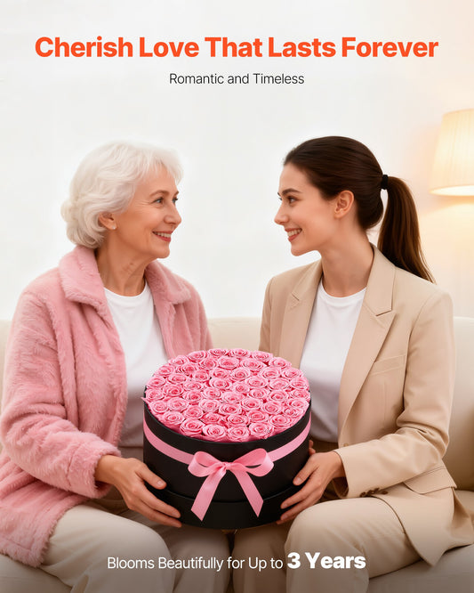 50 Preserved Roses Forever Bouquet – Round Gift Box