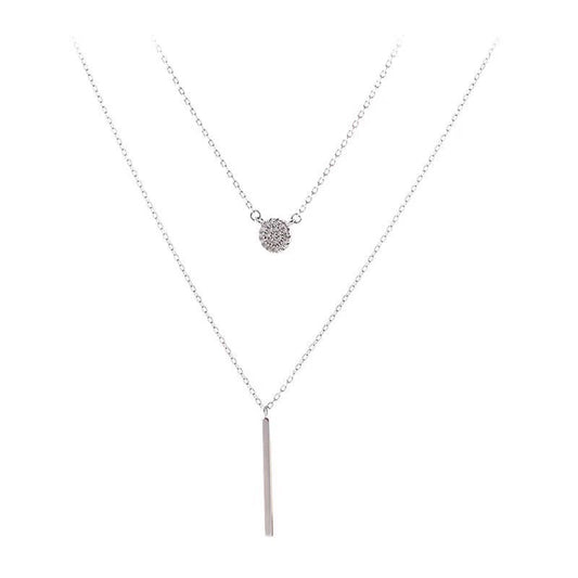 S925 Sterling Silver Double-Chain Pendant Necklace