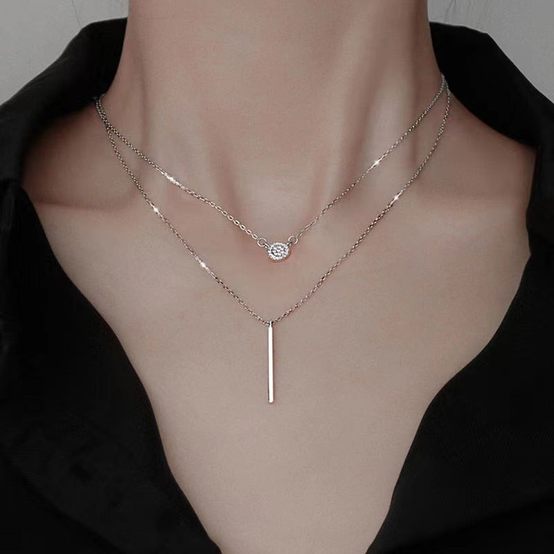 S925 Sterling Silver Double-Chain Pendant Necklace