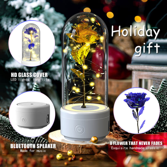 LED Rose Speaker – Bluetooth Music Light in Glass Dome