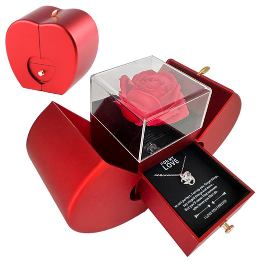Eternal Rose Jewelry Box with Necklace — apple-shaped keepsake (centerpiece of the Eternal Love Gift Set)