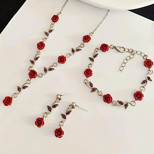 Close-up of the Red Rose pendant necklace