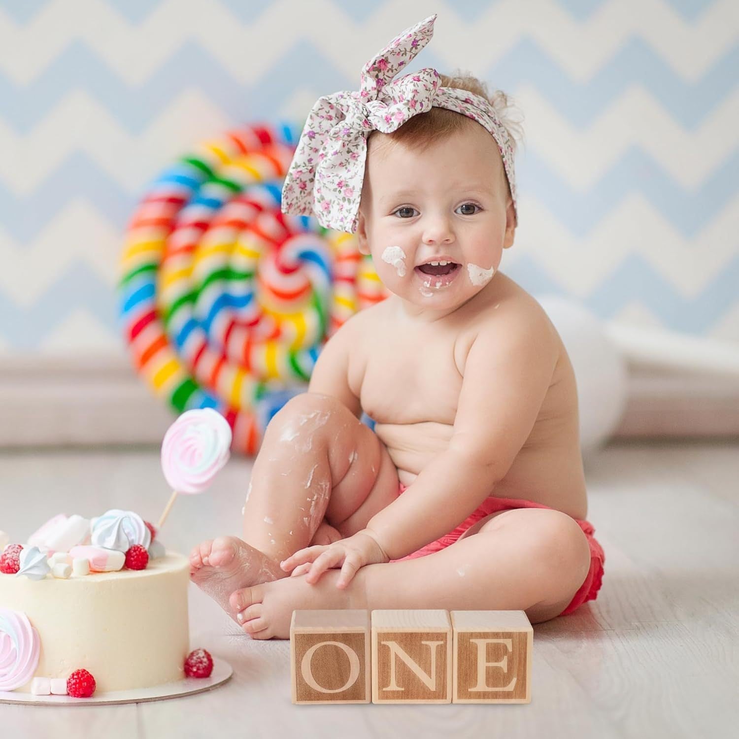 Wooden ONE Letter Blocks – 1st Birthday Smash-Cake Photo Props