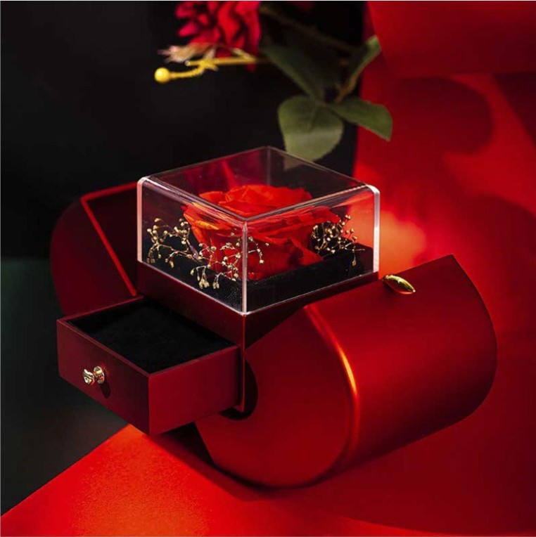 Eternal Rose Jewelry Box with Necklace – Apple-Shaped Gift for Her