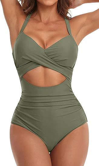 Solid-Color One-Piece Swimsuit
