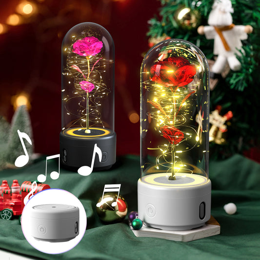 LED Rose Speaker – Bluetooth Music Light in Glass Dome
