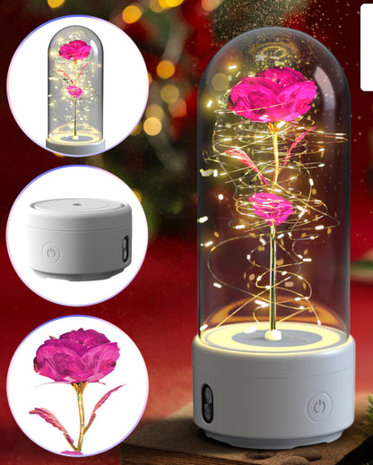 LED Rose Speaker – Bluetooth Music Light in Glass Dome