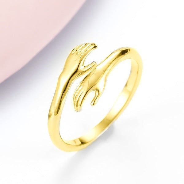 Hands Holding Hands Ring – Adjustable Friendship Ring