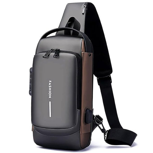 Anti-theft crossbody sling bag with USB charging port - waterproof