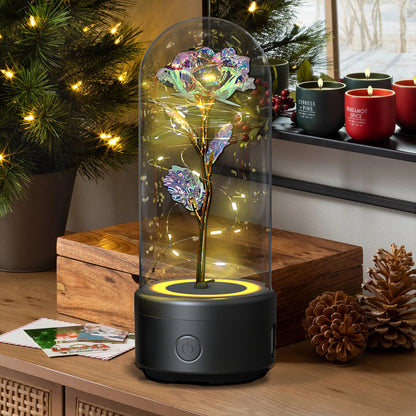 LED Rose Speaker – Bluetooth Music Light in Glass Dome