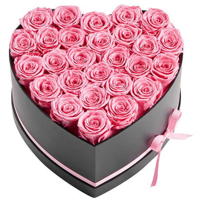 27 Preserved Roses Forever Bouquet – Heart-Shape Gift Box