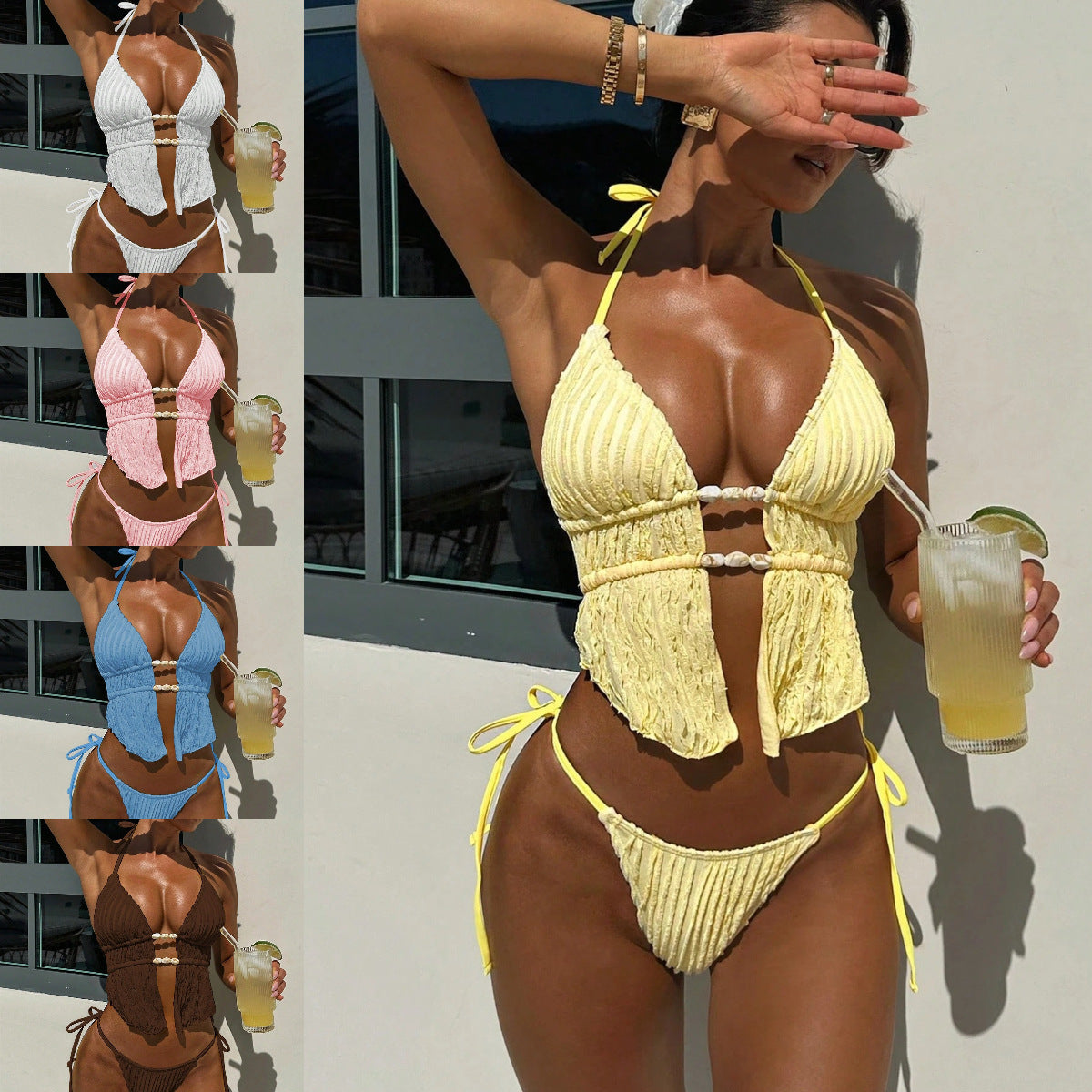 Halter-Neck Strap Two-Piece Swimsuit