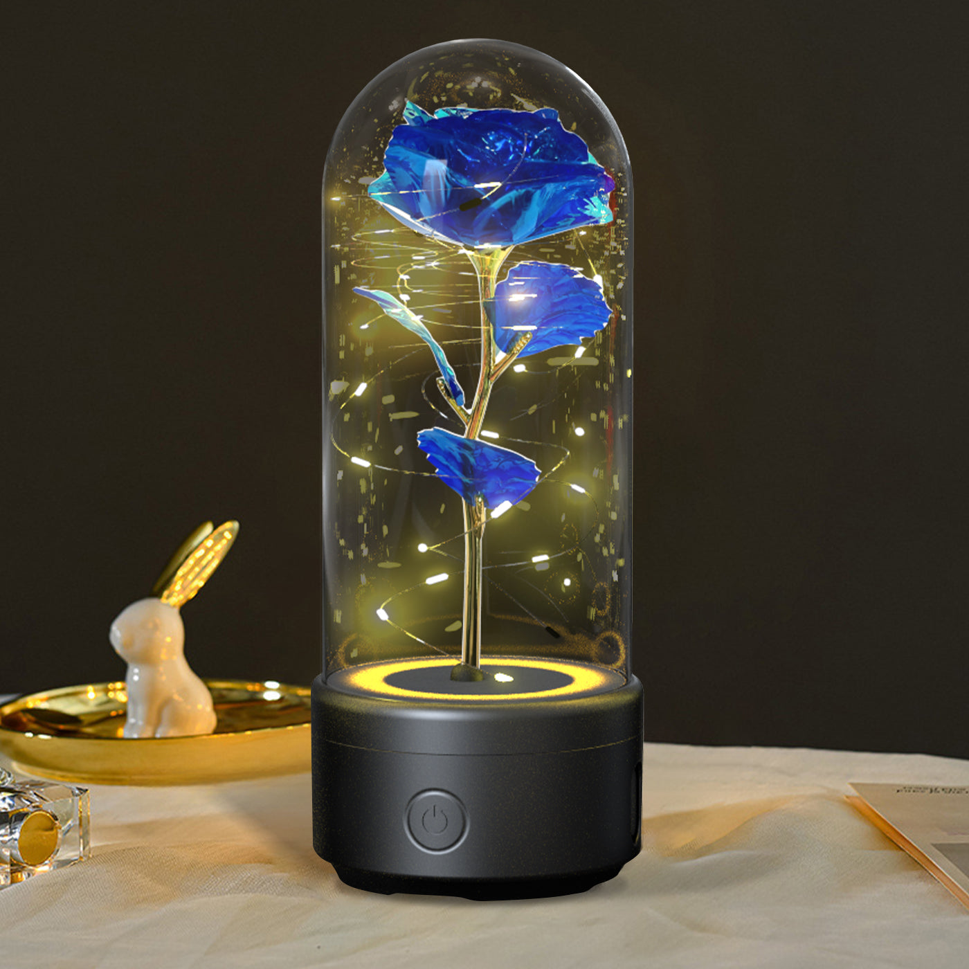 LED Rose Speaker – Bluetooth Music Light in Glass Dome