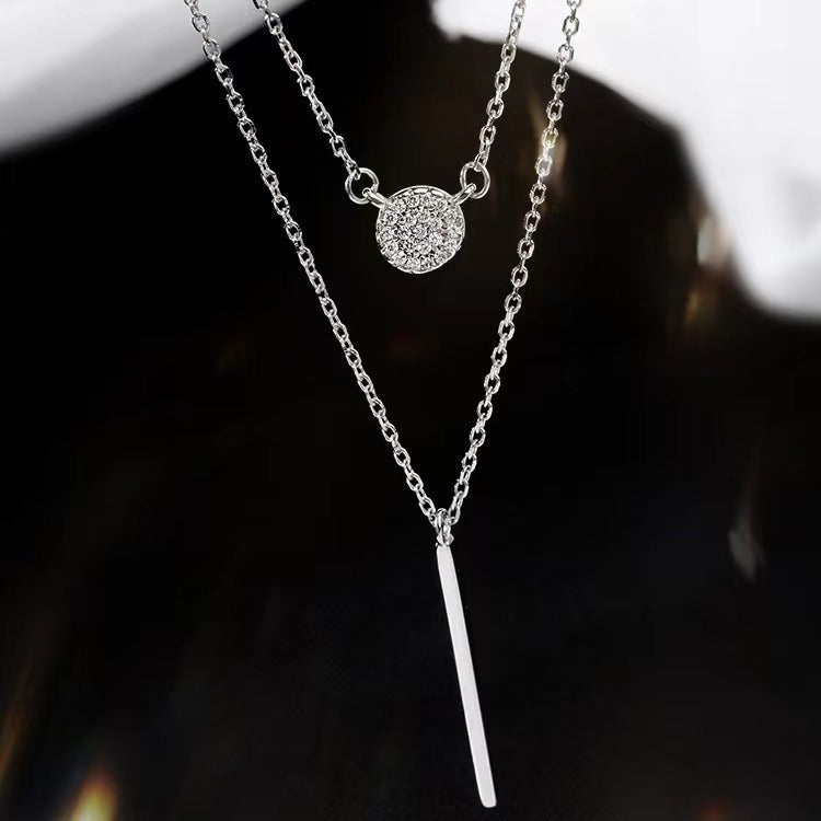 S925 Sterling Silver Double-Chain Pendant Necklace