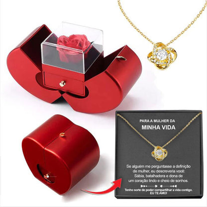 Eternal Rose Jewelry Box with Necklace – Apple-Shaped Gift for Her
