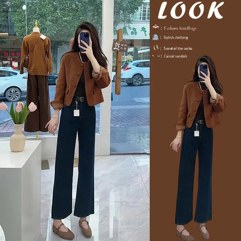 Vintage Caramel-Colored Suede Short Coat