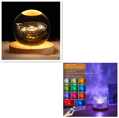 Water Ripple Crystal Night Light – 16-Color Rotating Mood Lamp