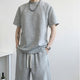 Mens Casual Summer Solid-Color Short-Sleeve T-Shirt And Shorts Set