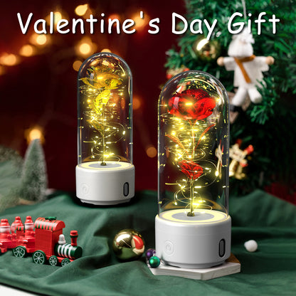 LED Rose Speaker – Bluetooth Music Light in Glass Dome