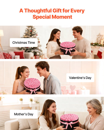 50 Preserved Roses Forever Bouquet – Round Gift Box