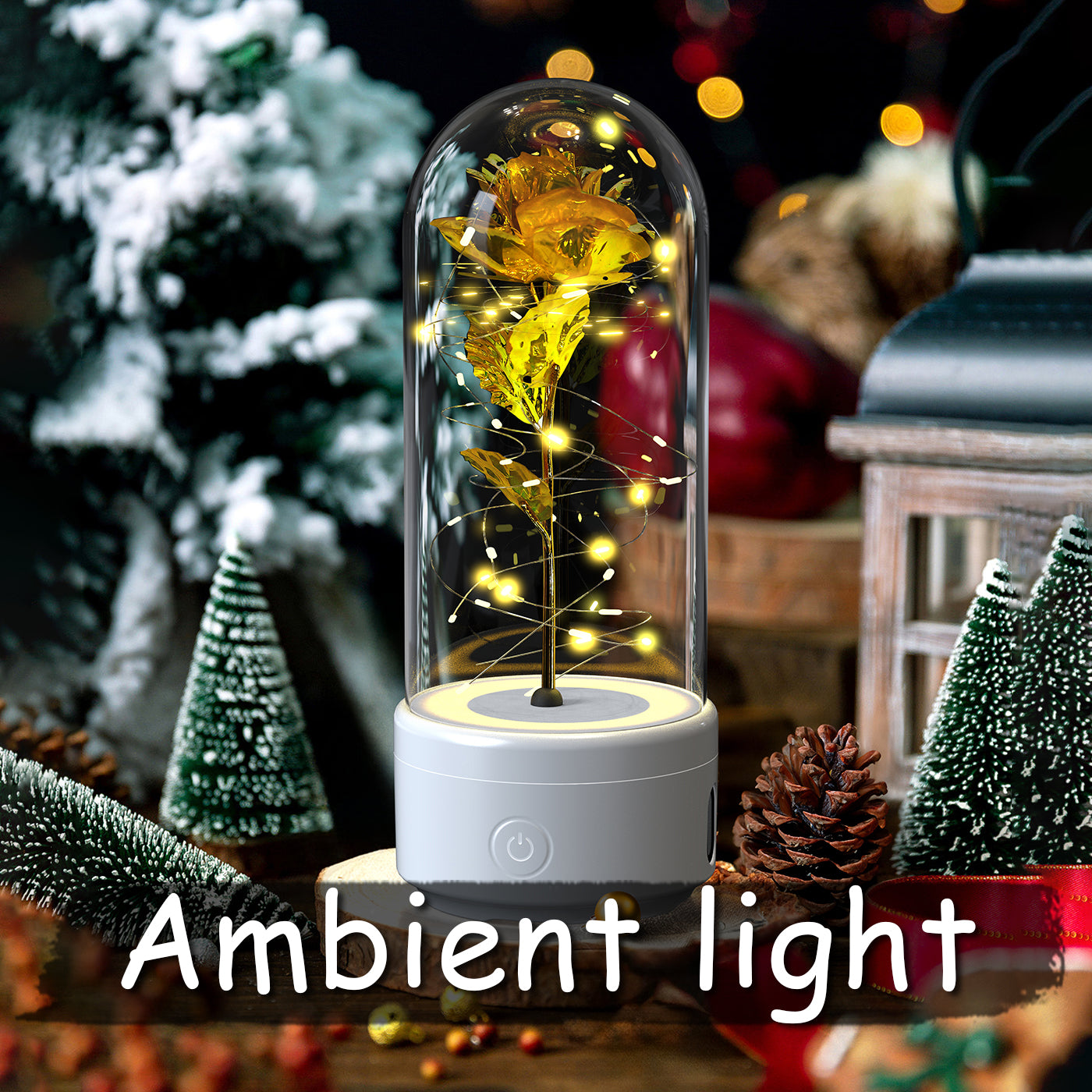 LED Rose Speaker – Bluetooth Music Light in Glass Dome