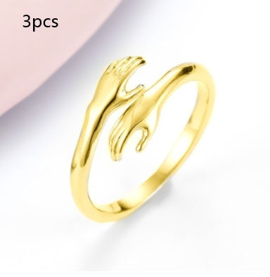 Hands Holding Hands Ring – Adjustable Friendship Ring