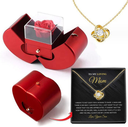 Eternal Rose Jewelry Box with Necklace – Apple-Shaped Gift for Her