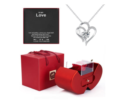 Eternal Rose Jewelry Box with Necklace – Apple-Shaped Gift for Her