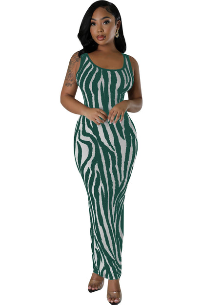 Zebra-Print Elegant Vest Dress