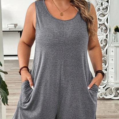 Vest Pocket Plus-Size Women's Jumpsuit