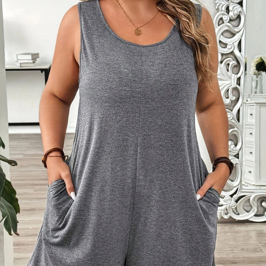 Vest Pocket Plus-Size Women's Jumpsuit