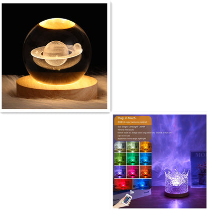 Water Ripple Crystal Night Light – 16-Color Rotating Mood Lamp