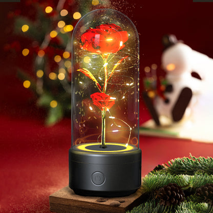 LED Rose Speaker – Bluetooth Music Light in Glass Dome