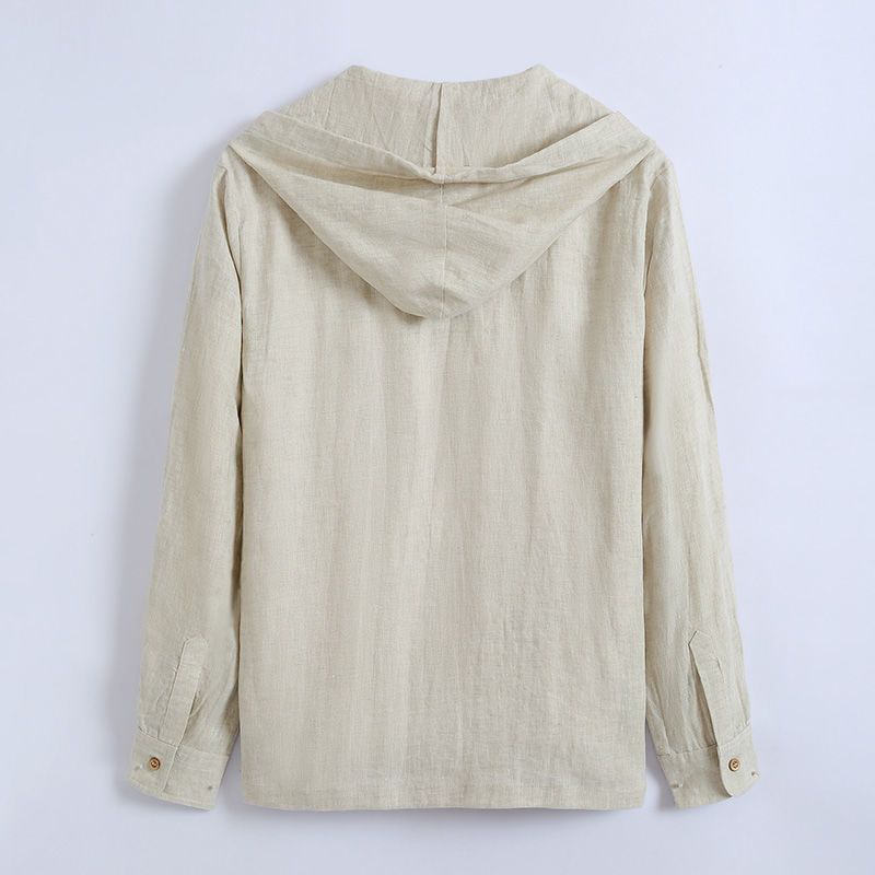 Solid-color Linen Casual Shirt For Men