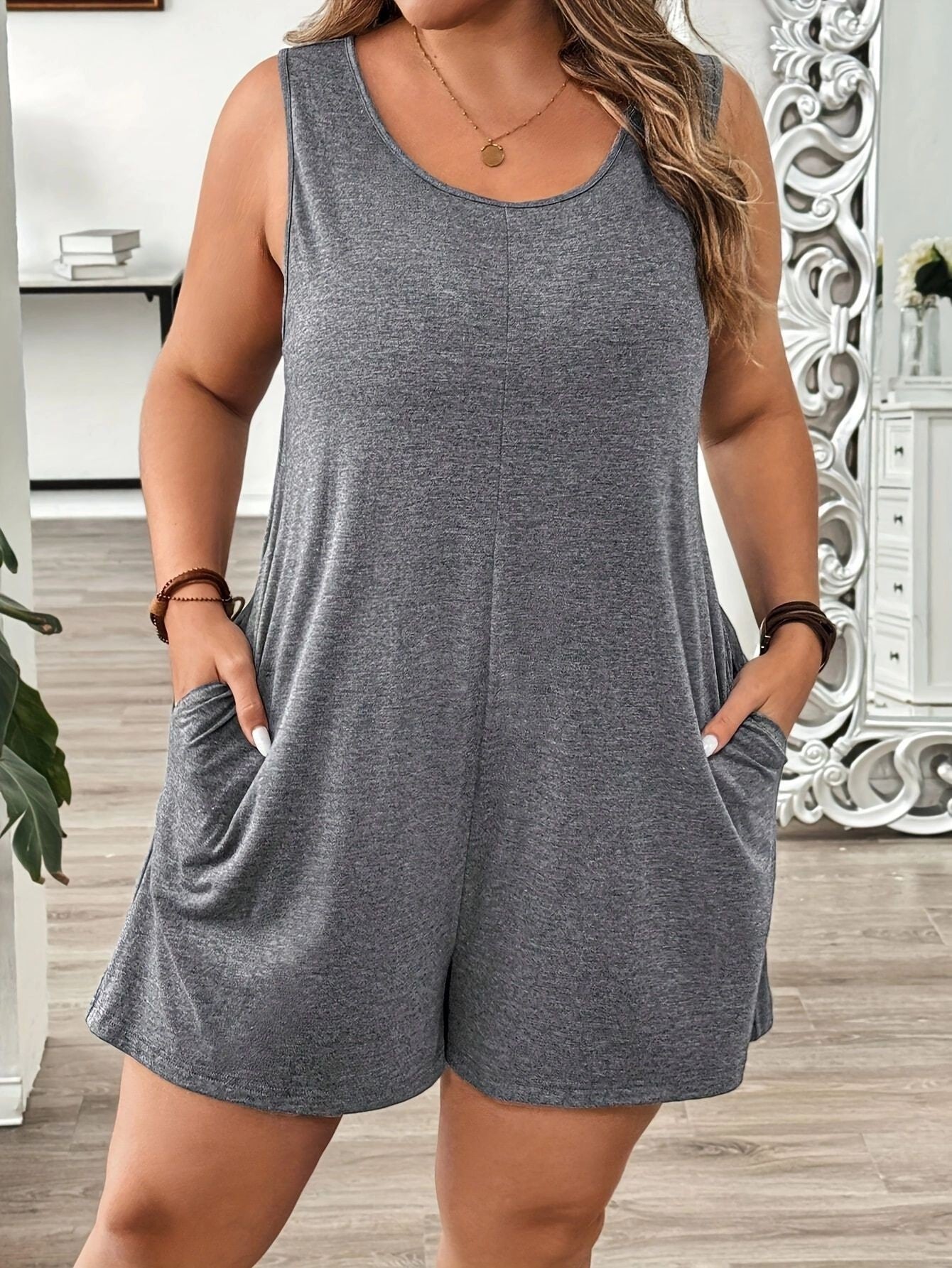 Vest Pocket Plus-Size Women's Jumpsuit
