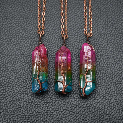 Tree of Life Crystal Necklace – Natural Stone Pendant