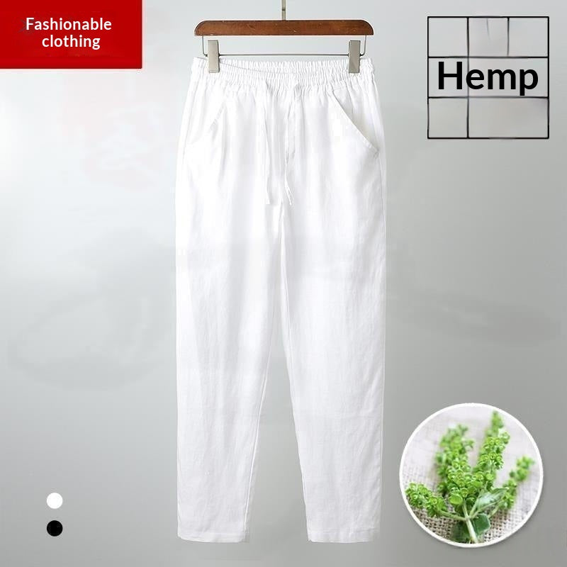Mens Stylish Loose-fit Cotton-linen Casual Pants
