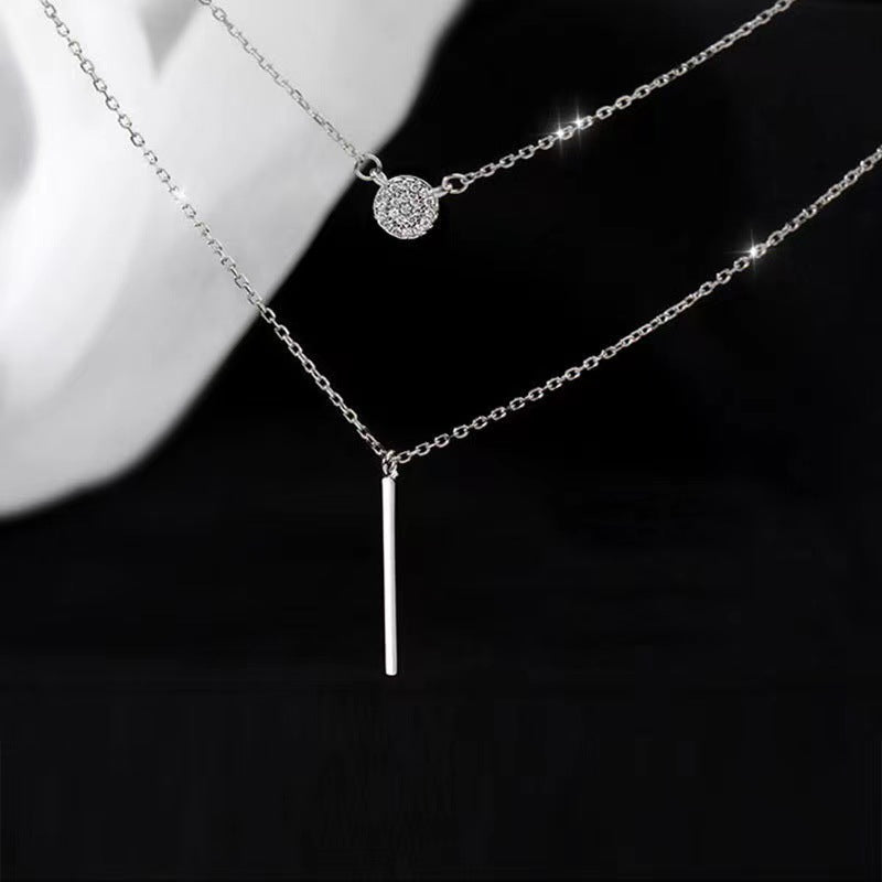 S925 Sterling Silver Double-Chain Pendant Necklace