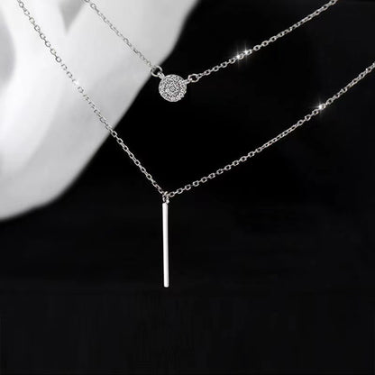S925 Sterling Silver Double-Chain Pendant Necklace