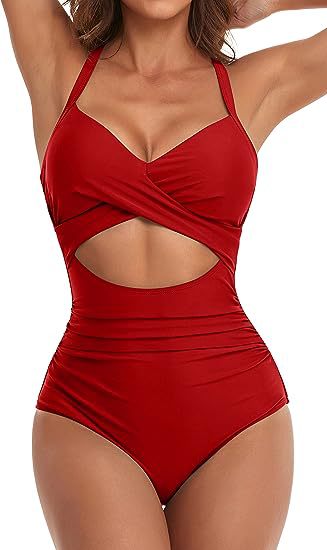 Solid-Color One-Piece Swimsuit