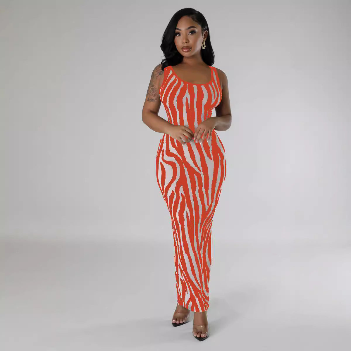Zebra-Print Elegant Vest Dress
