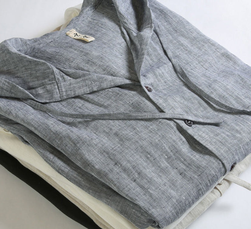 Solid-color Linen Casual Shirt For Men