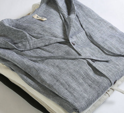 Solid-color Linen Casual Shirt For Men