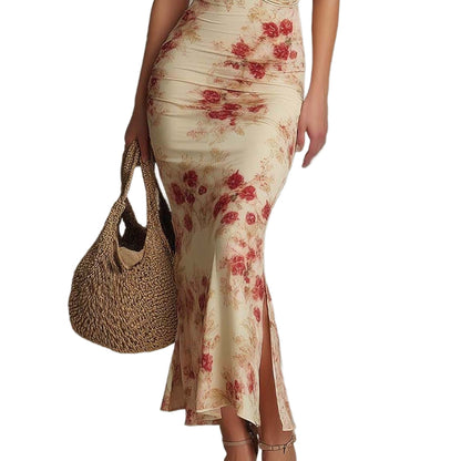 Retro-Print Slim-Fit Casual Dress