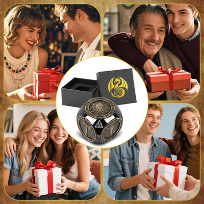 Metal Polyhedral D&D Dice Set – 6-Piece Wheel Display Box